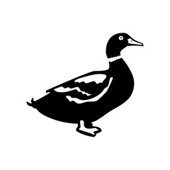 Vector duck silhouette black bird isolated on white background logo design vector illustration
