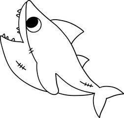 cute shark outline, Underwater sea life, ocean creatures clipart
