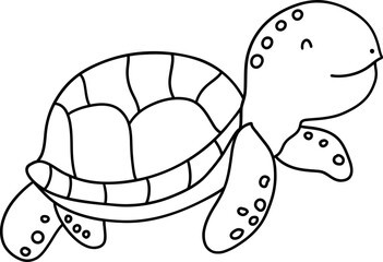 cute turtle outline, Underwater sea life, ocean creatures clipart