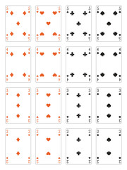 Set of playing cards. Part 3 from 4. Suitable for lefties. Numbers 5 - 2. Rest of desk available in collection