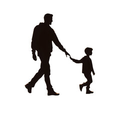 Father and Son walking holding hands