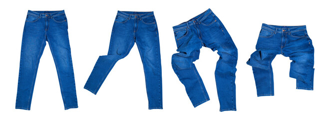 Cut out clothing. Blue jeans isolated on white background. With clipping path. Men's or women's...
