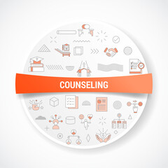 counseling concept with icon concept with round or circle shape for badge