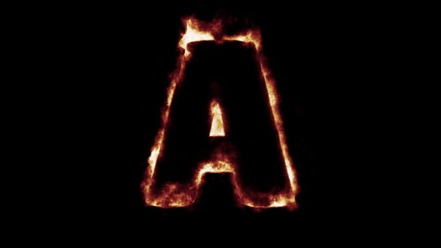 fiery font burning text fire on letters and numbers -  red blue green flames - Letter a