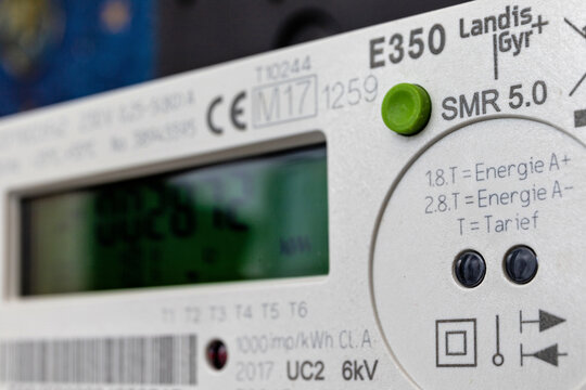 LEMMER, NETHERLANDS - MAY 7, 2023: Landis+Gyr electronic electric meter