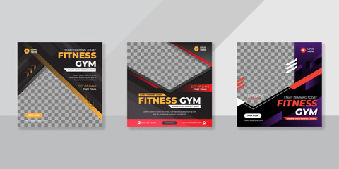 Gym and fitness social media post banner template