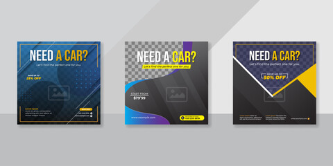 Rent a car banner for flyer and social media post template