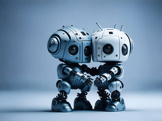 Cute small robots. Artificial intelligence concept. Advanced technologies of the future. Generative AI