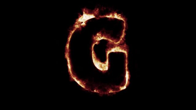 fiery font burning text fire on letters and numbers -  red blue green flames - Letter g