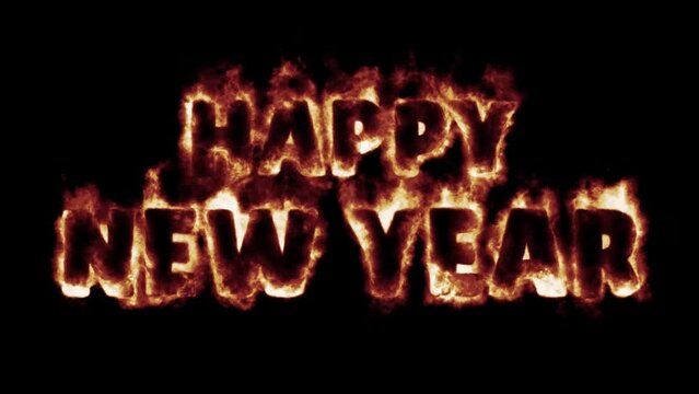 fiery font burning text fire on letters and numbers -  red blue green flames - happy new year