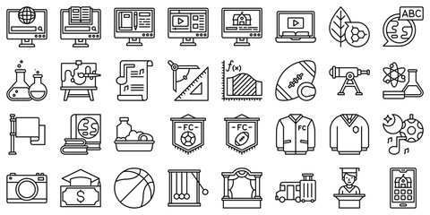 High school related line vector icon set 2