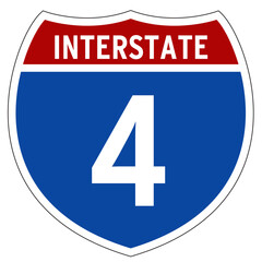 Interstate 4 Sign, I-4, Isolated Road Sign vector, Florida Interstate Highway Sign