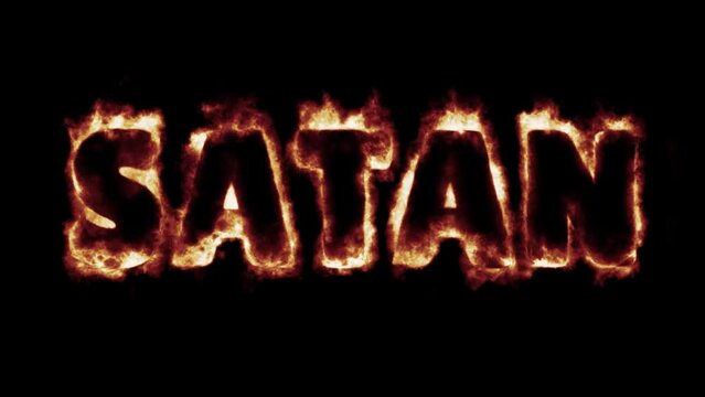 burning text fire - red blue green flames - satan