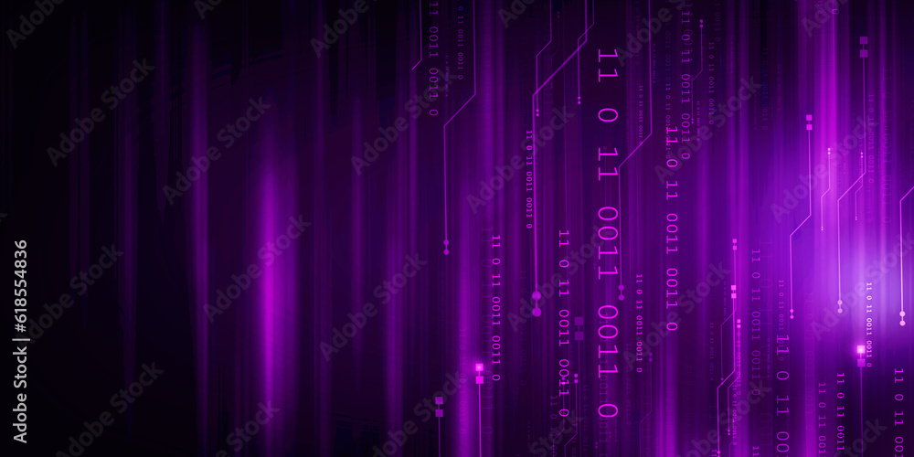 Poster 2d illustration abstract digital binary data on computer screen