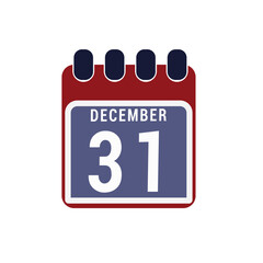 Calendar displaying day 31 (thirty-first) of the december - Day 31 of the month. illustration