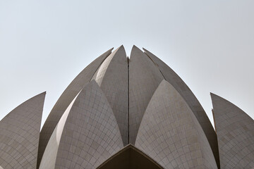 Lotus temple Baháʼí House of Worship in New Delhi, India, lotus shape landmark place of worship