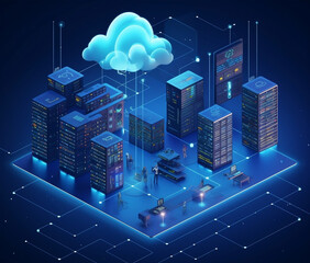 Cloud Services Isometric Illustration. Specially designed for blogs, banners, ads.