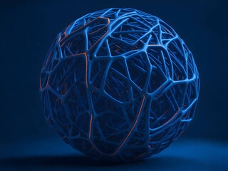 Futuristic sphere from neon lines. Advanced technologies of the future. Generative AI