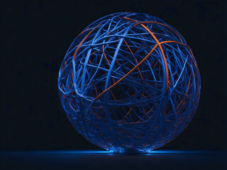 Futuristic sphere from neon lines. Advanced technologies of the future. Generative AI