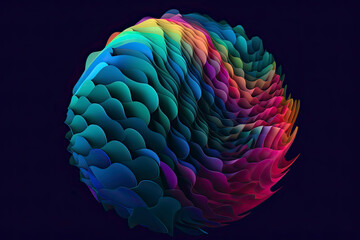 Abstract 3d rendering of polygonal sphere. Geometric shape.AI generated - obrazy, fototapety, plakaty