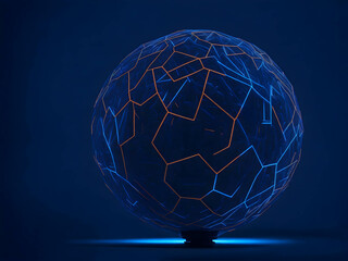 Futuristic sphere from neon lines. Advanced technologies of the future. Generative AI