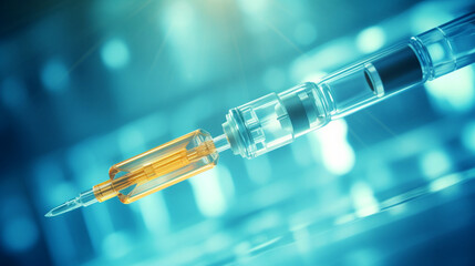 A close-up shot of a syringe containing a radiopharmaceutical, used in nuclear medicine diagnostic procedures Generative AI