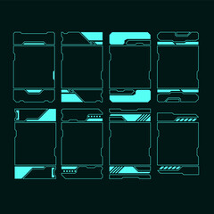 hud vertical frame future technology interface line set Vector,