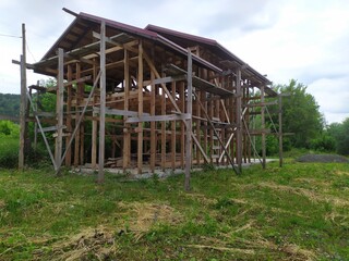 New unfinished wooden house