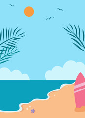 Fototapeta na wymiar Summer beach portrait illustration vector design