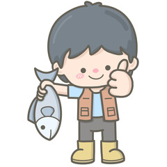 cute pastel fisherman character