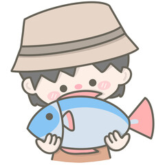 cute pastel fisherman character