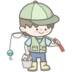 cute pastel fisherman character