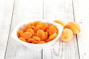 Dried apricot heap in the bowl