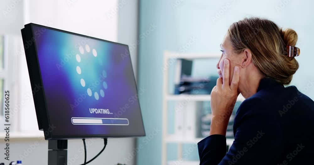 Poster Installing Software Update Progress. Computer Loading Patch