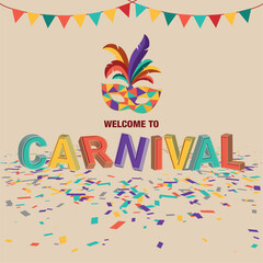 Colored carnival template with venice mask Vector