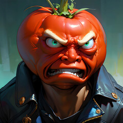 Anger, hatred, rage, scowl, anger. Blushed like a tomato with negative emotions. Generative AI