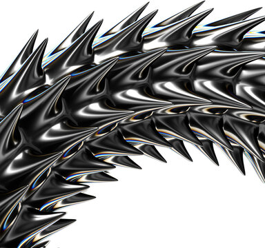 3d Spikey Abstract  Ferrofluid Shapes on Transparent Background