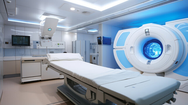 A nuclear medicine department with advanced gamma cameras and radiopharmaceutical preparation facilities Generative AI