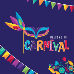 Colored carnival template with venice mask Vector