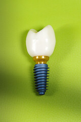 implant on green background ,
