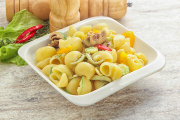 Pasta with baby octopus and pepper