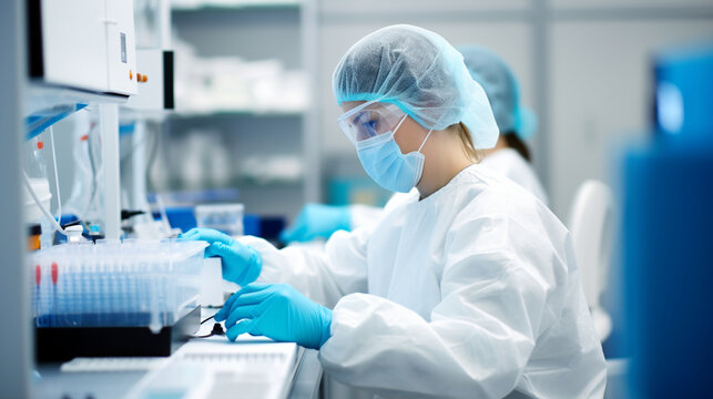 A radiopharmacist in a laboratory, handling and preparing radiopharmaceuticals for nuclear medicine procedures Generative AI