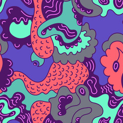 Abstract unusual seamless artwork with psychedelic pattern