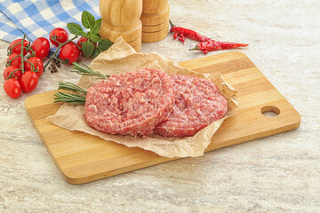 Raw pork cutlet for burger