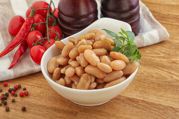 Whinte canned kidney beans in the bowl