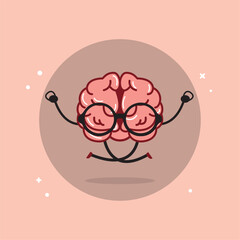 Isolated cute brain cartoon character Vector