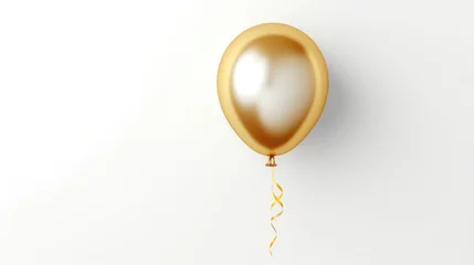 Foto op Canvas Gold balloon on white background. Generative AI © Kanisorn