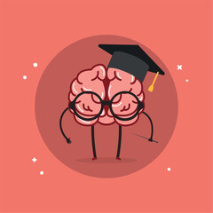 Isolated cute brain cartoon character Vector