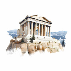 Illustration of beautiful view of Athens, Greece - obrazy, fototapety, plakaty