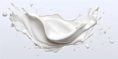 Zelfklevend Fotobehang White milk splash isolated on background, liquid or Yogurt splash, Include clipping path. 3d illustration © Jing